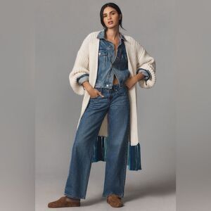 NWT By Anthropologie Long Fringe Duster Kimono Long Open Cardigan